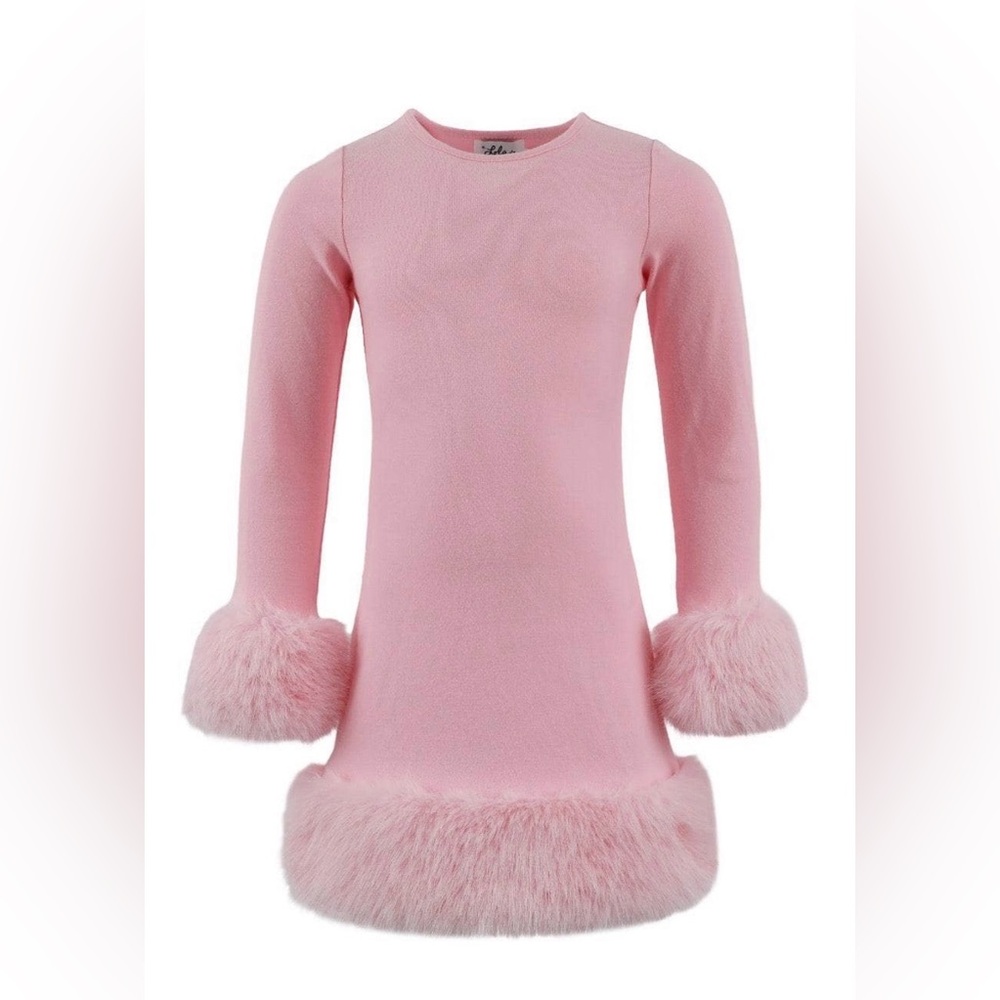 ‼️Lola + The Boys Pink Dress with Faux Fur Accents‼️